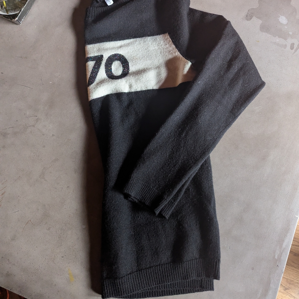 Bella Freud - 1970 Jumper - Black and White Crewneck Sweater - Picture 3 of 16